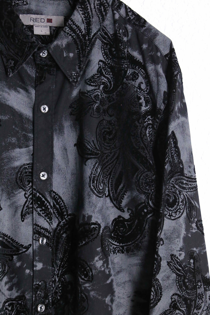 black velours paisley pattern  L/S shirt