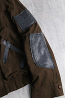 "Re:make" leather patchwork cropped jacket