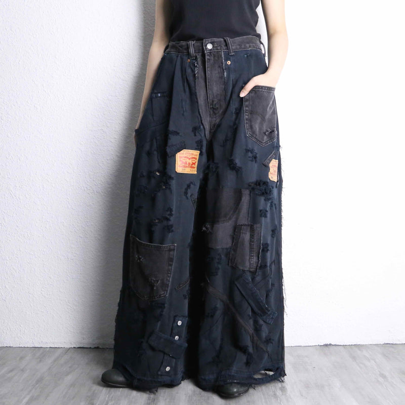 "Re:make" extra buggy black denim