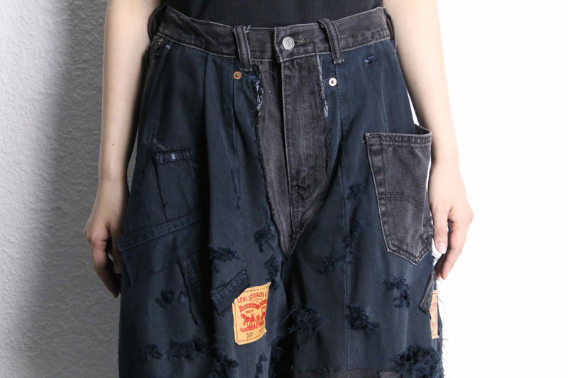 "Re:make" extra buggy black denim