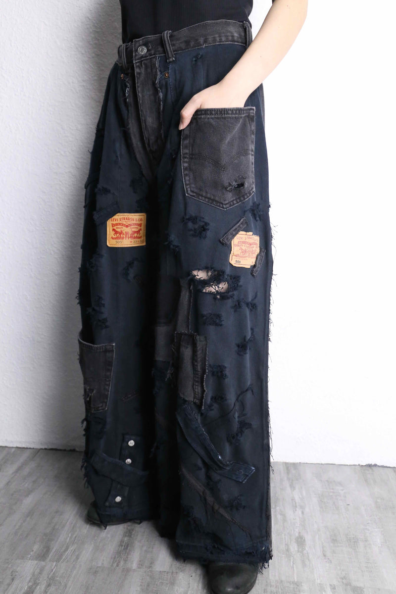 "Re:make" extra buggy black denim