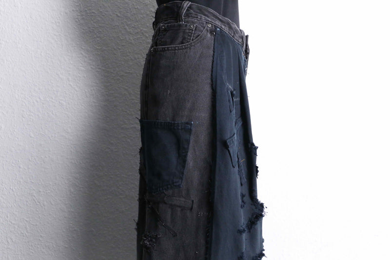"Re:make" extra buggy black denim