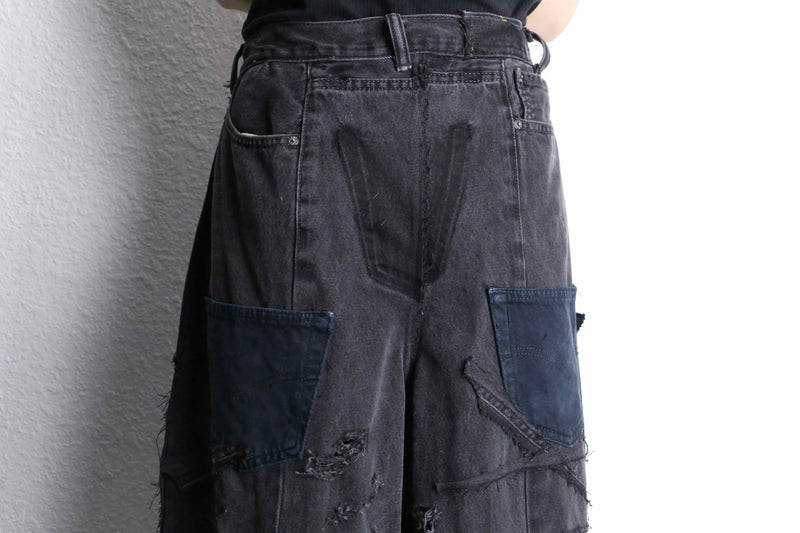 "Re:make" extra buggy black denim