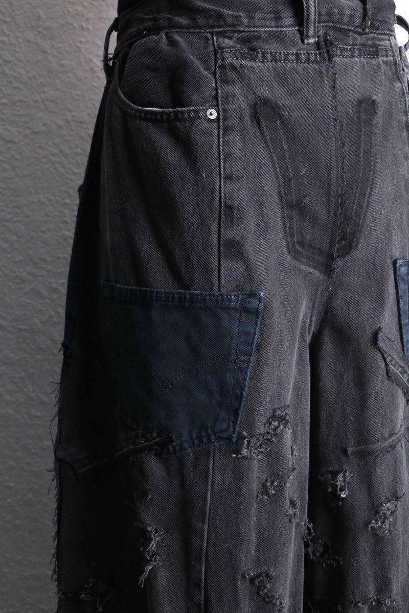 "Re:make" extra buggy black denim