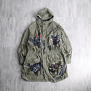 "Re:make" military damage×skull patchwork parka