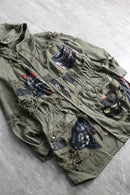 "Re:make" military damage×skull patchwork parka