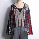 "Re:make" short length autumn check shirt hoodie