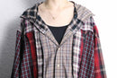 "Re:make" short length autumn check shirt hoodie