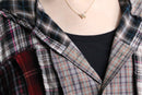 "Re:make" short length autumn check shirt hoodie