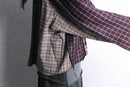 "Re:make" short length autumn check shirt hoodie