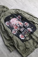 "Re:make" military damage×skull patchwork parka