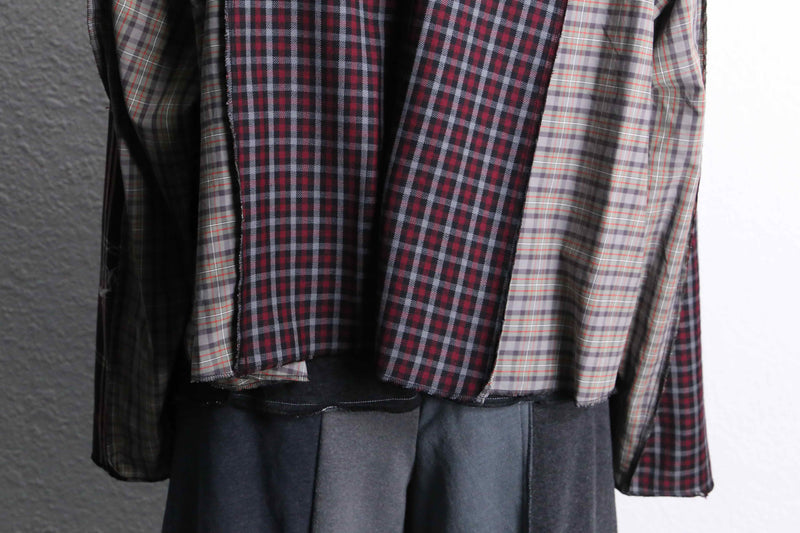 "Re:make" short length autumn check shirt hoodie