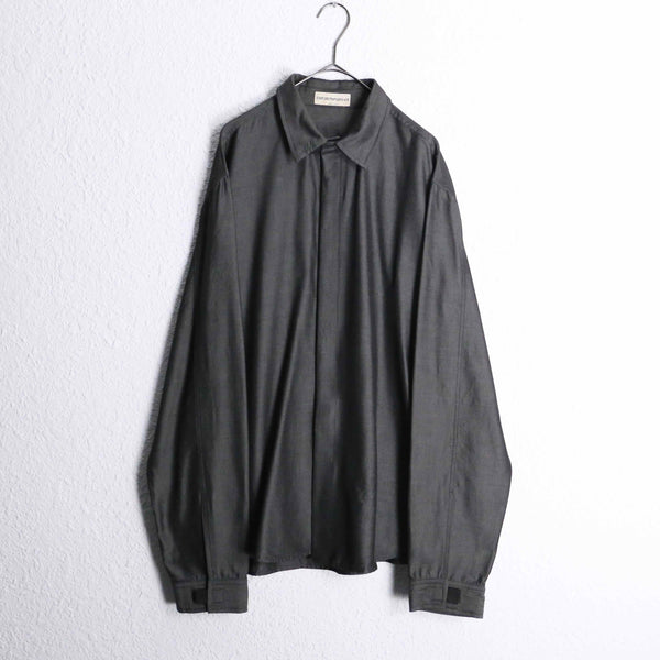 “EMPORIO ARMANI”mixed fabric charcoal  gray shirt jacket