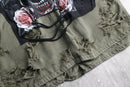 "Re:make" military damage×skull patchwork parka