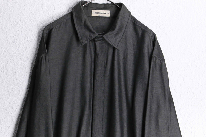“EMPORIO ARMANI”mixed fabric charcoal  gray shirt jacket