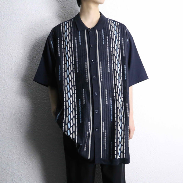 navy color knit switch S/S shirts