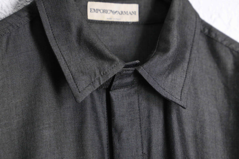 “EMPORIO ARMANI”mixed fabric charcoal  gray shirt jacket