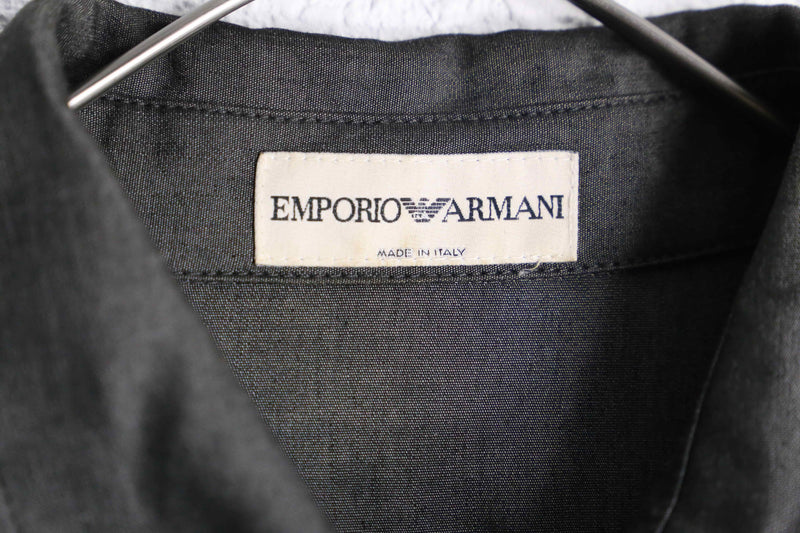 “EMPORIO ARMANI”mixed fabric charcoal  gray shirt jacket