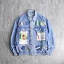 "Re:make" vintage fabric patchwork denim jacket