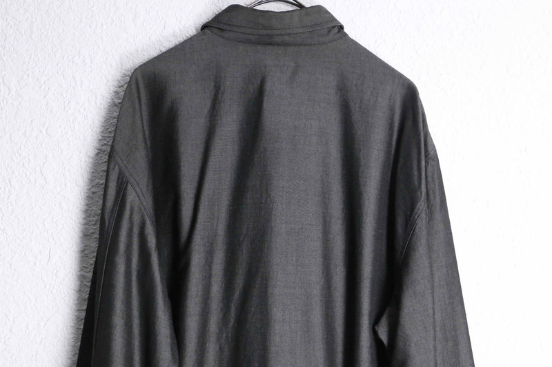“EMPORIO ARMANI”mixed fabric charcoal  gray shirt jacket