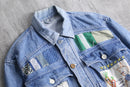 "Re:make" vintage fabric patchwork denim jacket