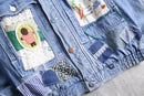 "Re:make" vintage fabric patchwork denim jacket