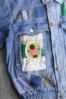 "Re:make" vintage fabric patchwork denim jacket