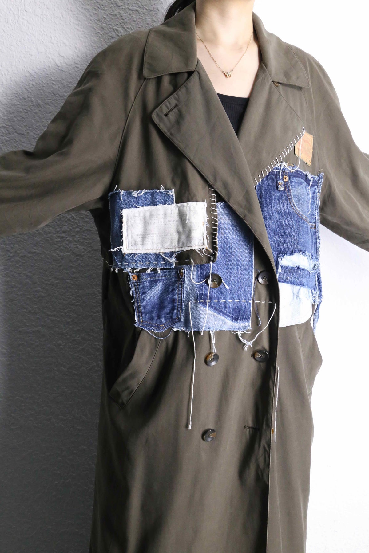 Re:make''denim patchwork long coat