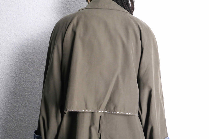 ''Re:make''denim patchwork long coat