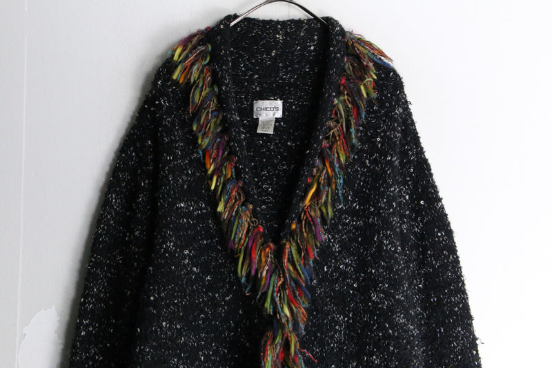 "CHICO'S" nep design fringe knit