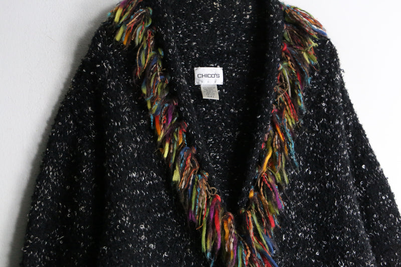 "CHICO'S" nep design fringe knit