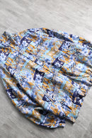 80-90's abstract geometric pattern silk zip jacket