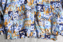 80-90's abstract geometric pattern silk zip jacket