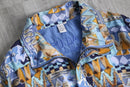 80-90's abstract geometric pattern silk zip jacket