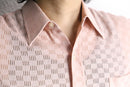 sheer mesh long point collar shirt