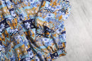 80-90's abstract geometric pattern silk zip jacket