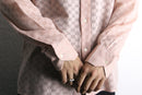 sheer mesh long point collar shirt