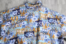 80-90's abstract geometric pattern silk zip jacket