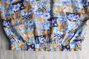 80-90's abstract geometric pattern silk zip jacket