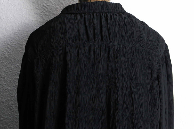 wrinkled black long black design shirt