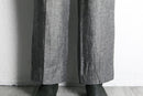greige linen wide straight trousers