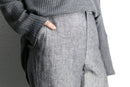 greige linen wide straight trousers