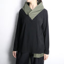 asymmetrical high-neck top