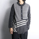gray stripe border knit polo shirt