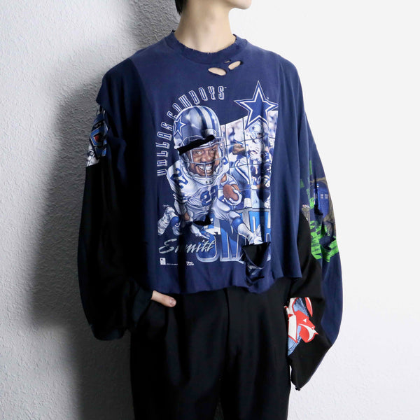 "Re:make" BORO 3-docking long tee