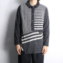 gray stripe border knit polo shirt