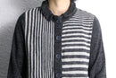 gray stripe border knit polo shirt
