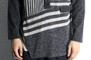 gray stripe border knit polo shirt