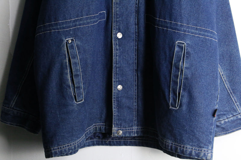 "FUBU" corduroy collar quilting middle denim jacket