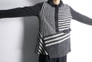 gray stripe border knit polo shirt